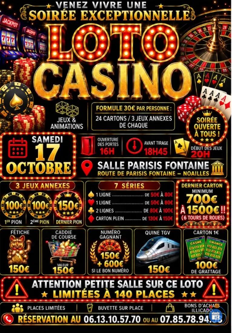 Image Super loto spécial casino ( petite salle ) REPORTÉ AU SAMEDI 17 OCTOBRE (photo 1)