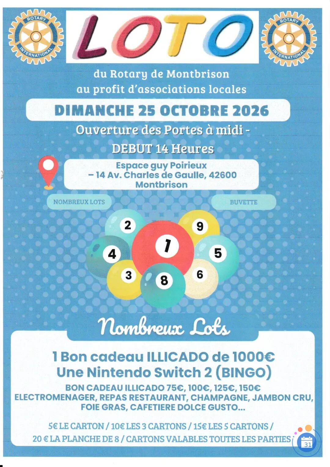 Image Super loto du ROTARY Montbrison Plaine du Forez (photo 1)
