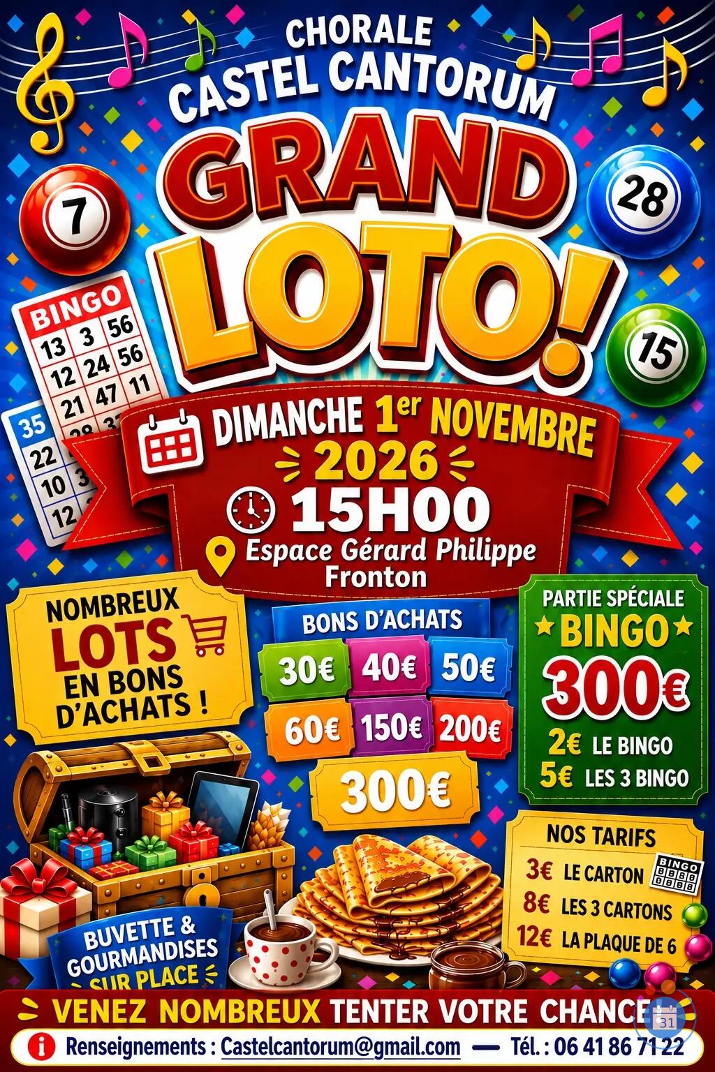 Image Grand Loto Dimanche 1er novembre 2026 15h00 (photo 1)