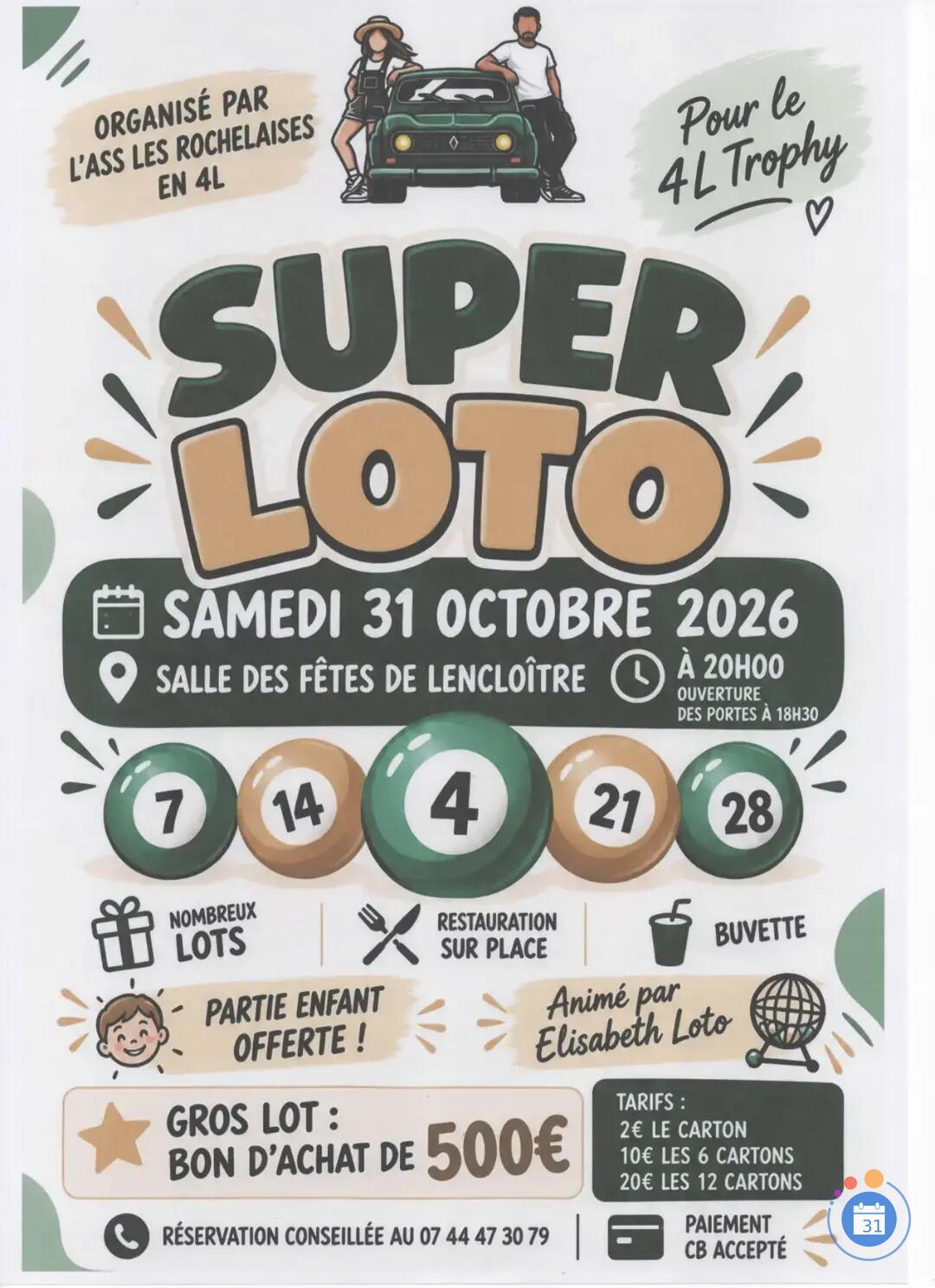Image Loto Les Rochelaise en 4L animé par Elisabeth Loto (photo 1)