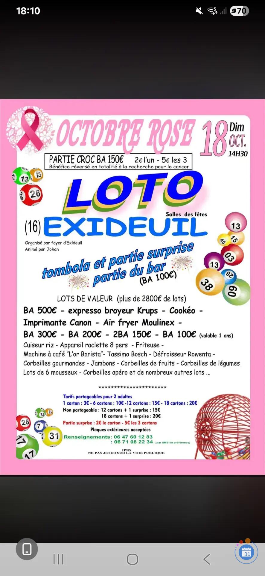 Image Loto du foyer d'Exideuil (photo 1)