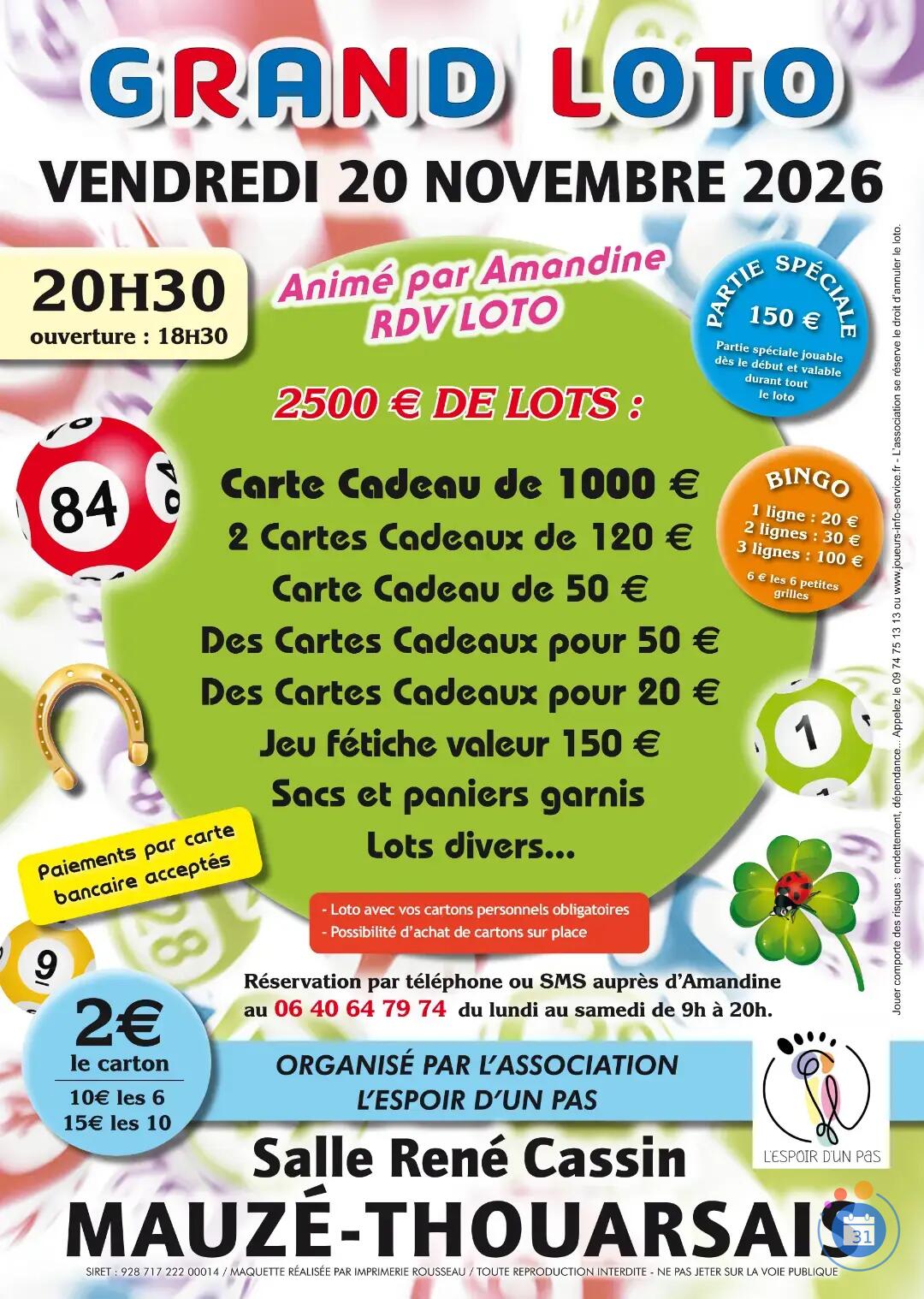 Image GRAND LOTO ANIME PAR AMANDINE RDV LOTO A MAUZE THOUARSAIS (photo 1)