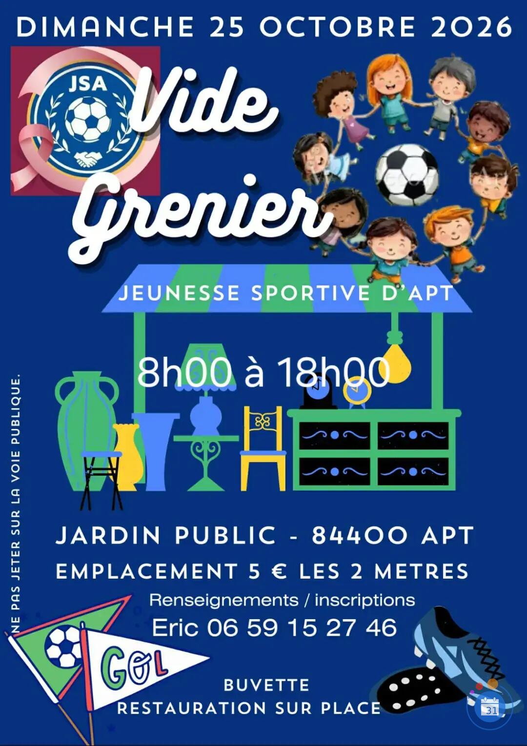Image Vide grenier du club de football la jeunesse sportive d apt (photo 1)
