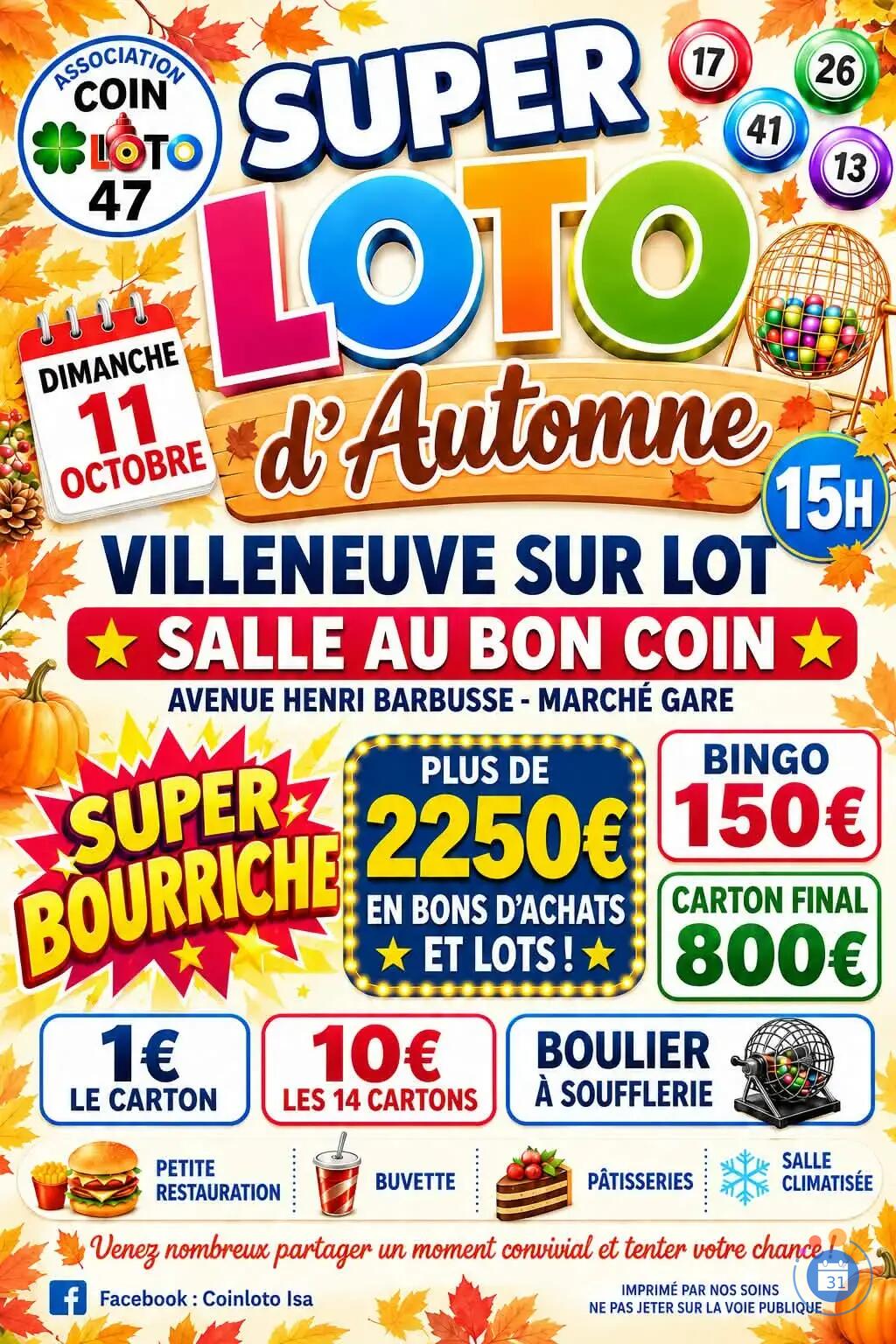 Image MEGA LOTO DE L'AUTOMNE COIN LOTO 47 (photo 1)