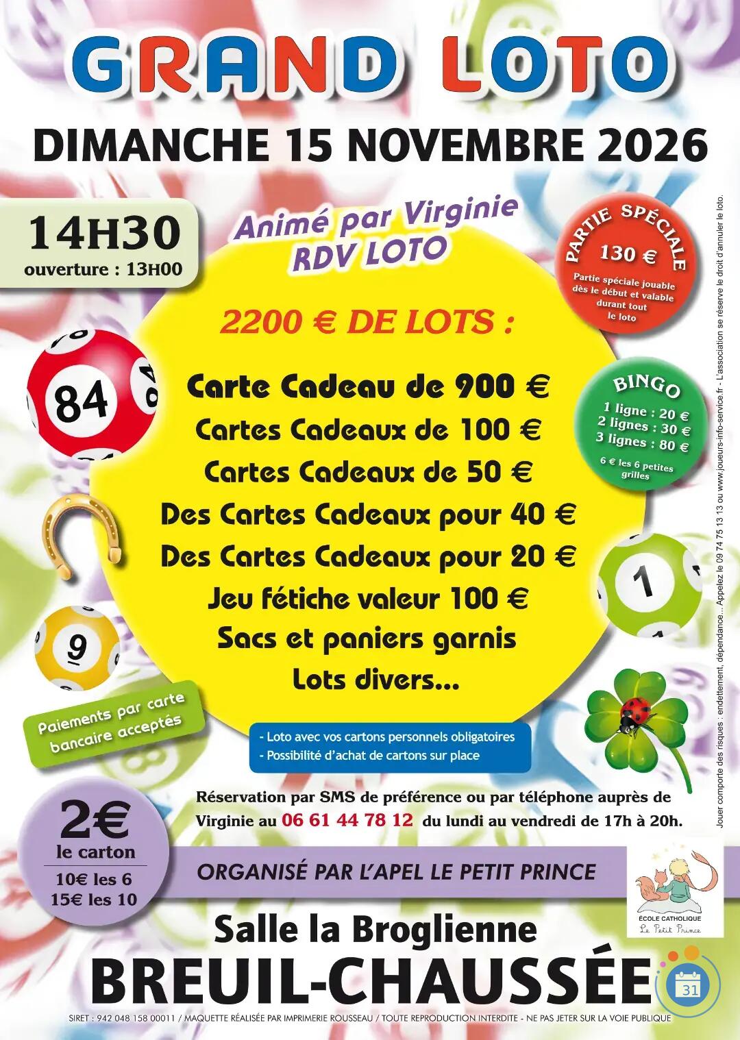 Image GRAND LOTO ANIME PAR VIRGINIE RDV LOTO A BREUIL CHAUSSEE (photo 1)