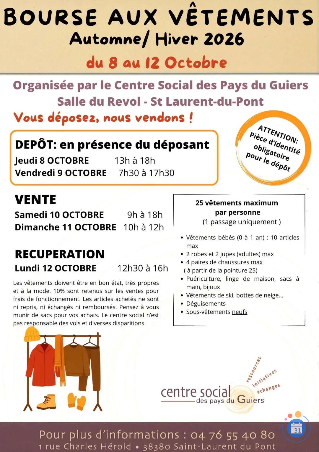 Image Bourse aux vêtements automne/hiver 2026 (photo 1)