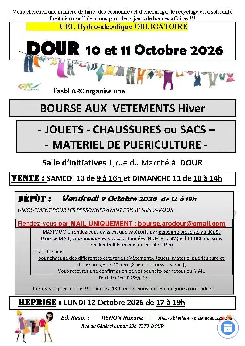 Image Bourse aux vêtements enfant et adulte, jeux, puericulture, livres, sacs, chaussu (photo 1)