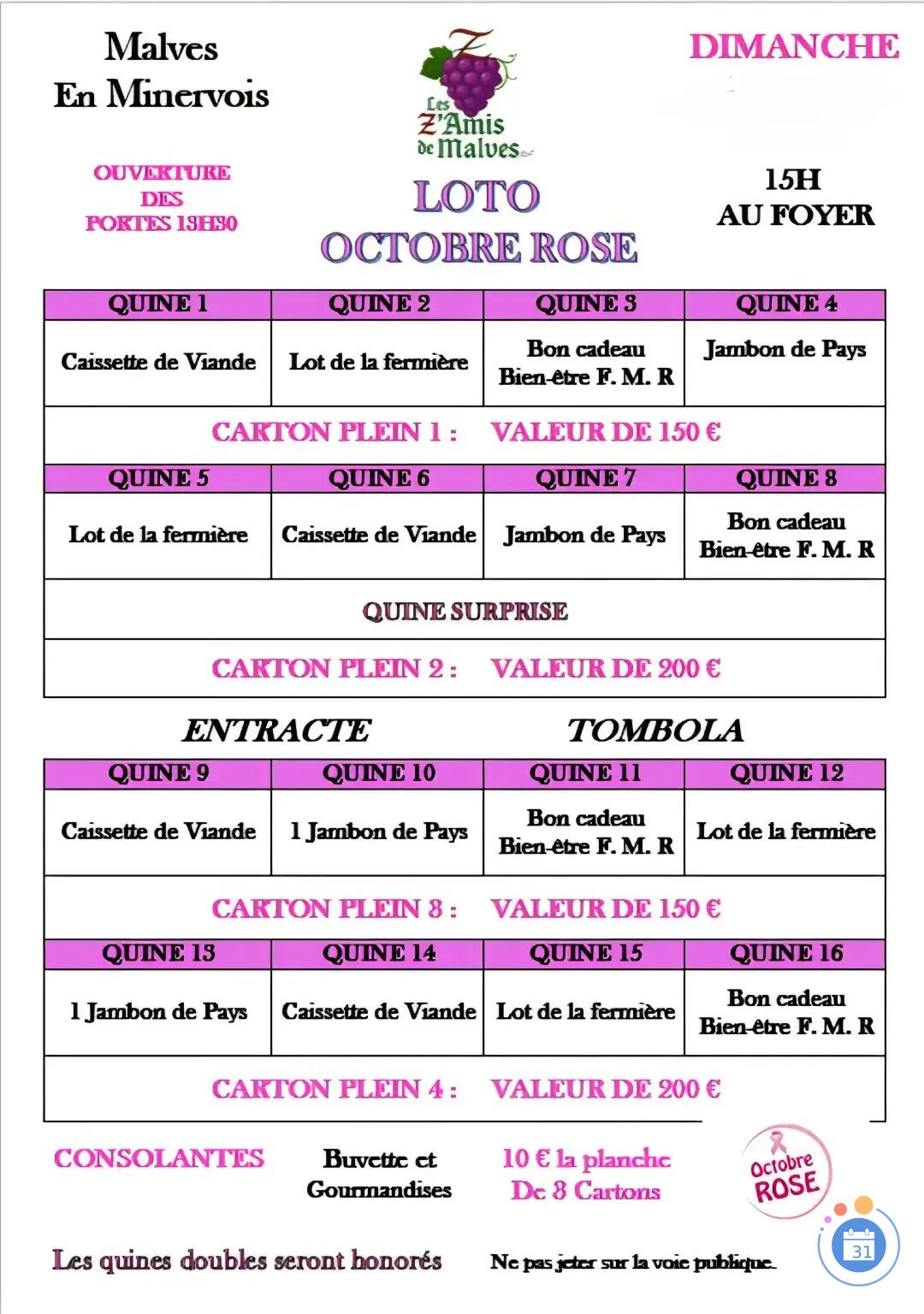 Image Loto des Z'Amis de Malves 