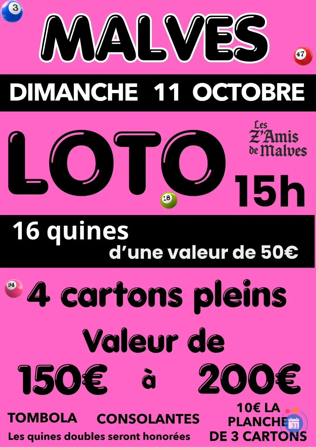 Image Loto des Z'Amis de Malves 