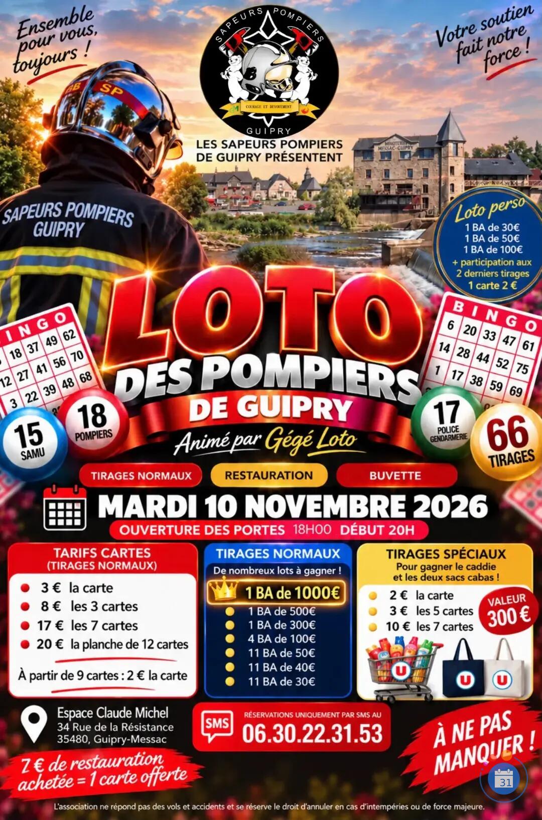 Image Super loto des Pompiers Guipry Anim Gégé loto (photo 1)