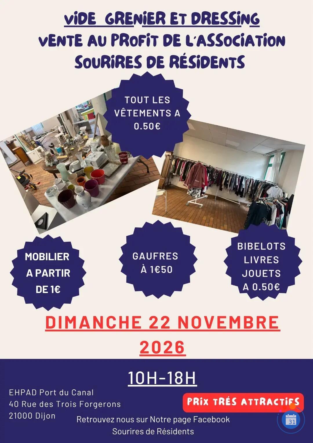 Image VIDE GRENIER DE L'ASSOCIATION SOURIRES DE RESIDENTS (photo 1)