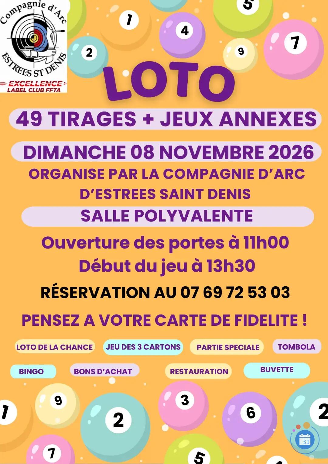 Image GRAND LOTO D'AUTOMNE DE LA COMPAGNIE D'ARC D'ESTRES SAINT DENIS (photo 1)