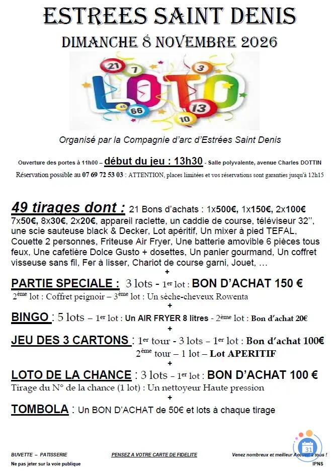 Image GRAND LOTO D'AUTOMNE DE LA COMPAGNIE D'ARC D'ESTRES SAINT DENIS (photo 2)