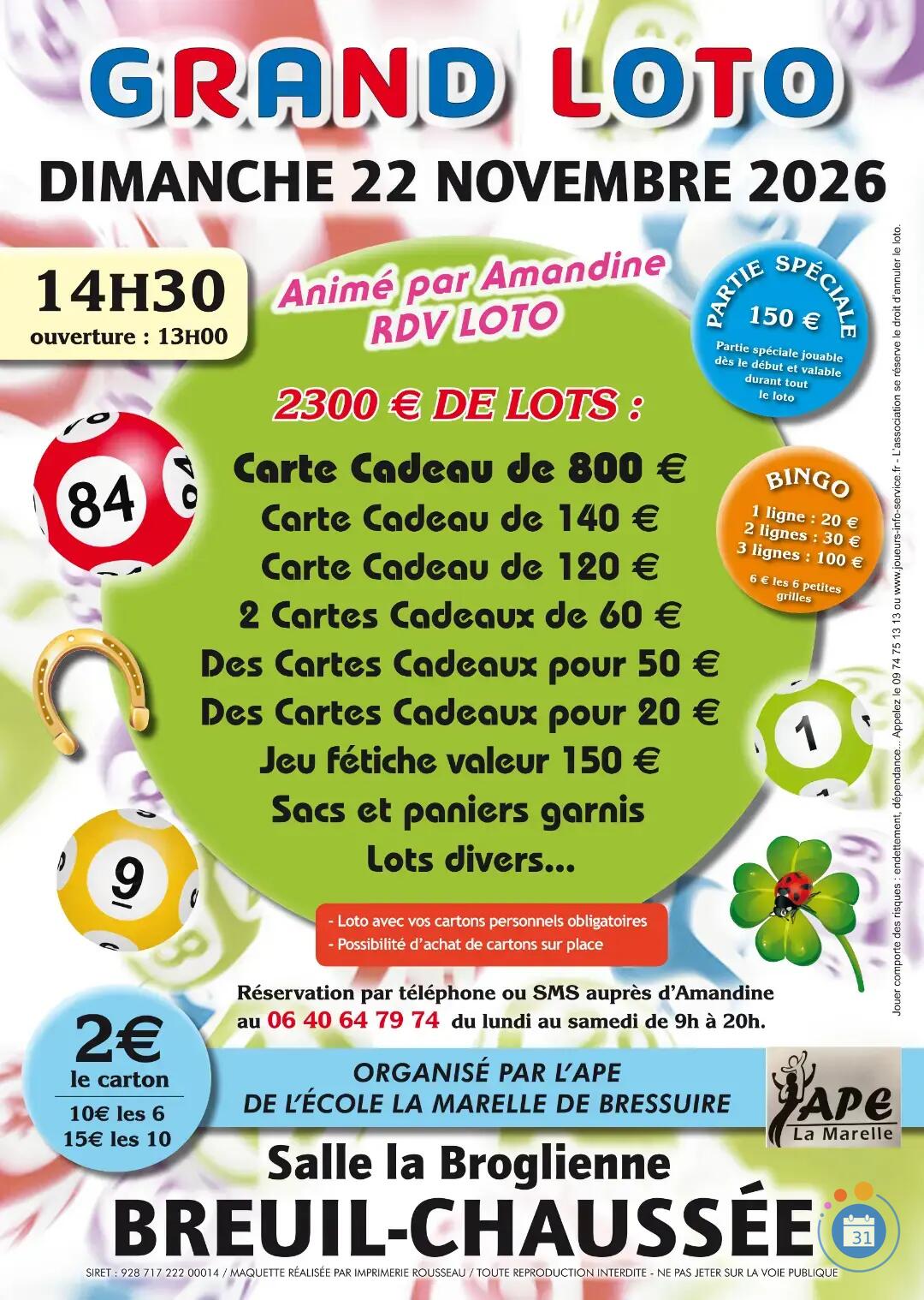 Image GRAND LOTO ANIME PAR AMANDINE RDV LOTO A BREUIL CHAUSSEE (photo 1)