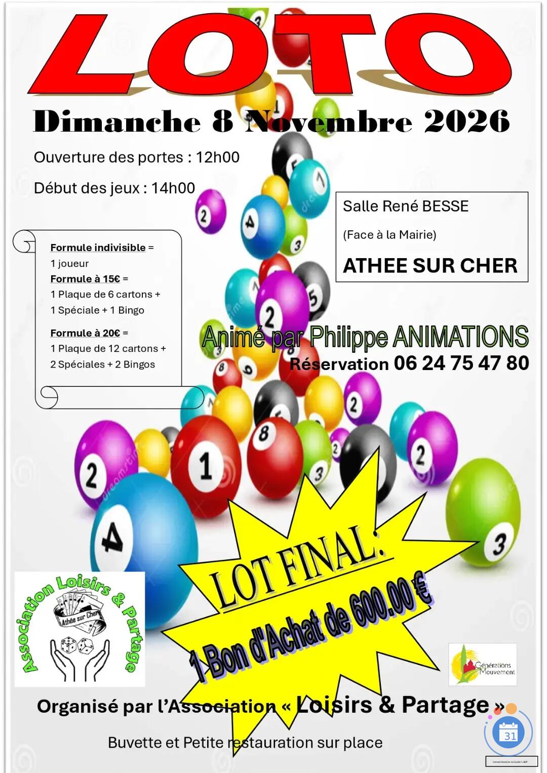 Image SUPER LOTO LOISIR ET PARTAGE ANIME PAR PHILIPPE ANIMATION (photo 1)