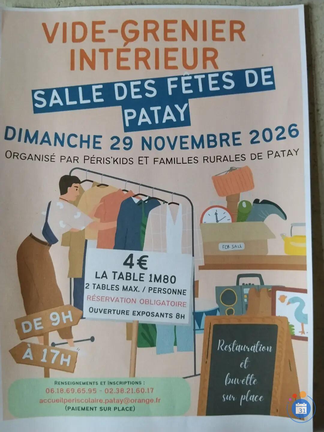 Image Vide grenier intérieur de Péris'kids et Familles Rurales de Patay (photo 1)
