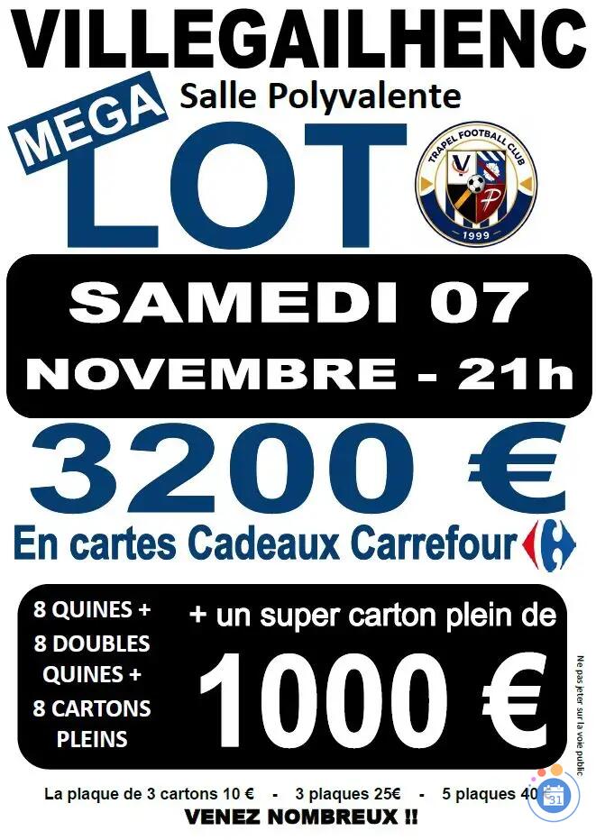 Image MEGA LOTO AVEC 3200€ DE LOTS (photo 1)