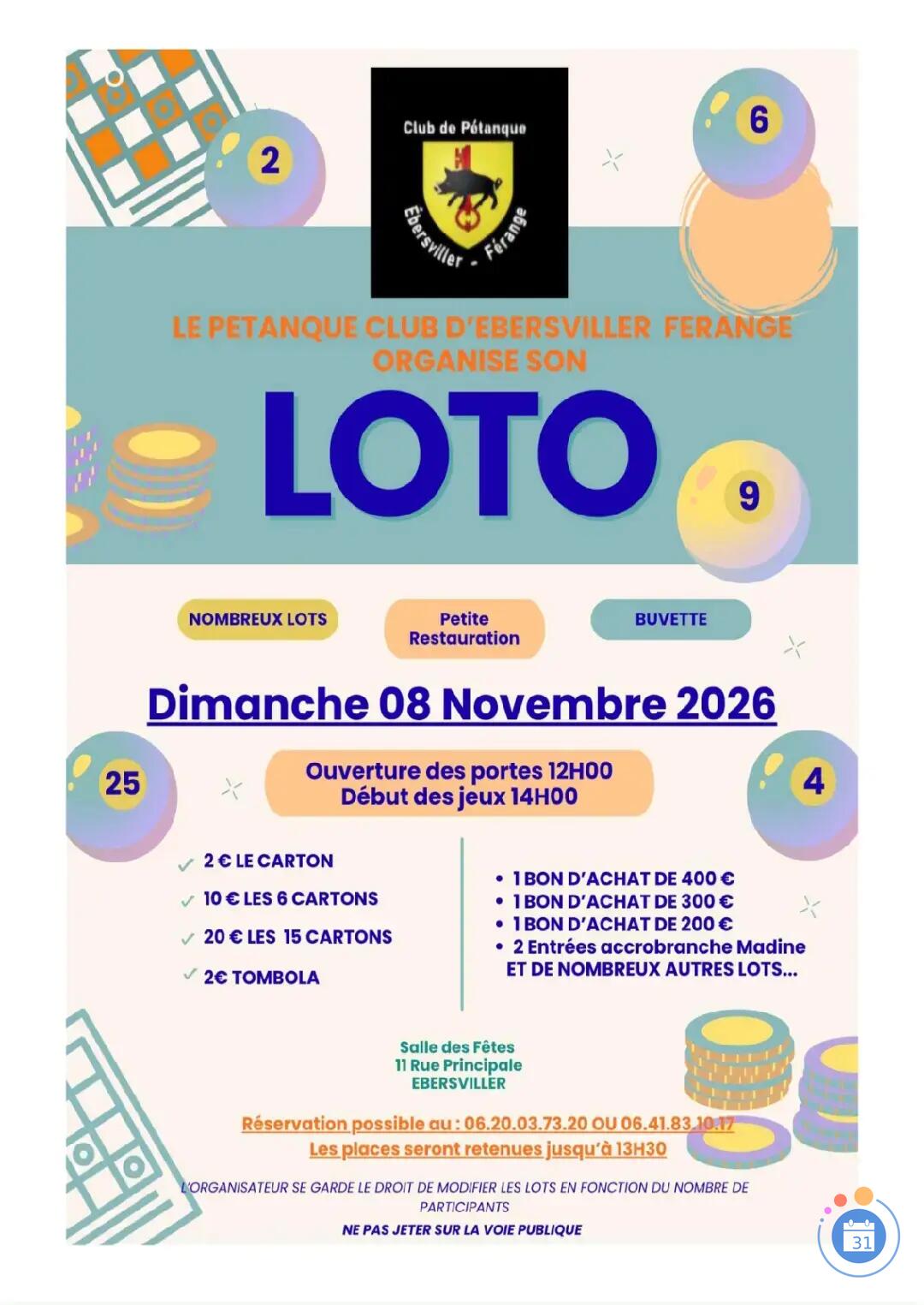 Image Loto pétanque club ebersviller ferange (photo 1)