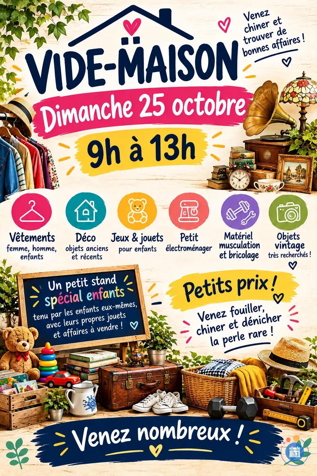 Image 🏡 VIDE-MAISON – DIMANCHE 25 OCTOBRE ! 🏡 (photo 1)