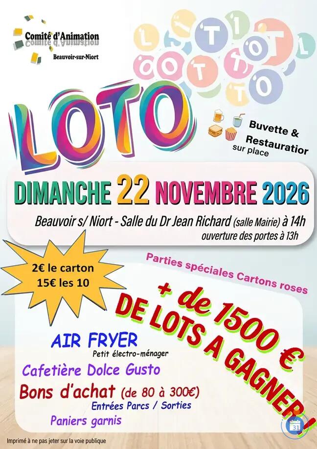 Image LOTO ANNUEL du Comité d'Animation - Beauvoir sur Niort (photo 1)