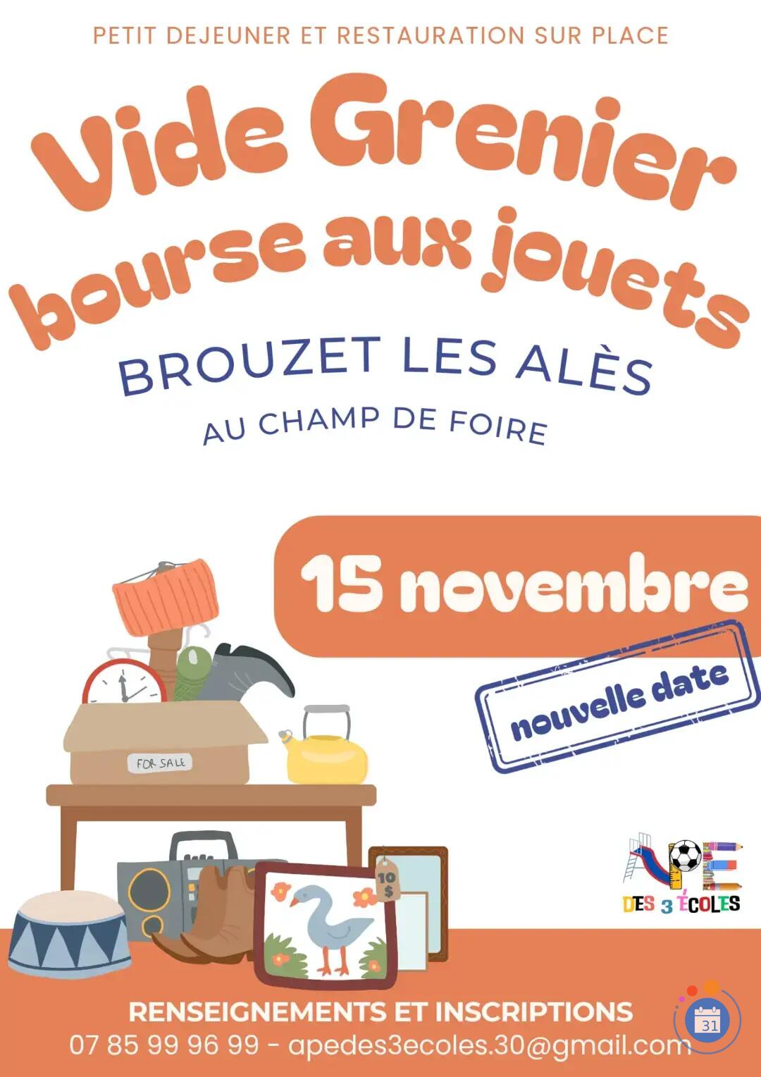 Image Vide grenier et bourse aux jouets de L'APE DES 3 ÉCOLES (photo 1)