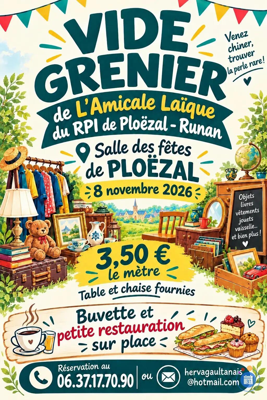 Image Vide grenier de l'Amicale Laïque du RPI de ploëzal- Runan (photo 1)