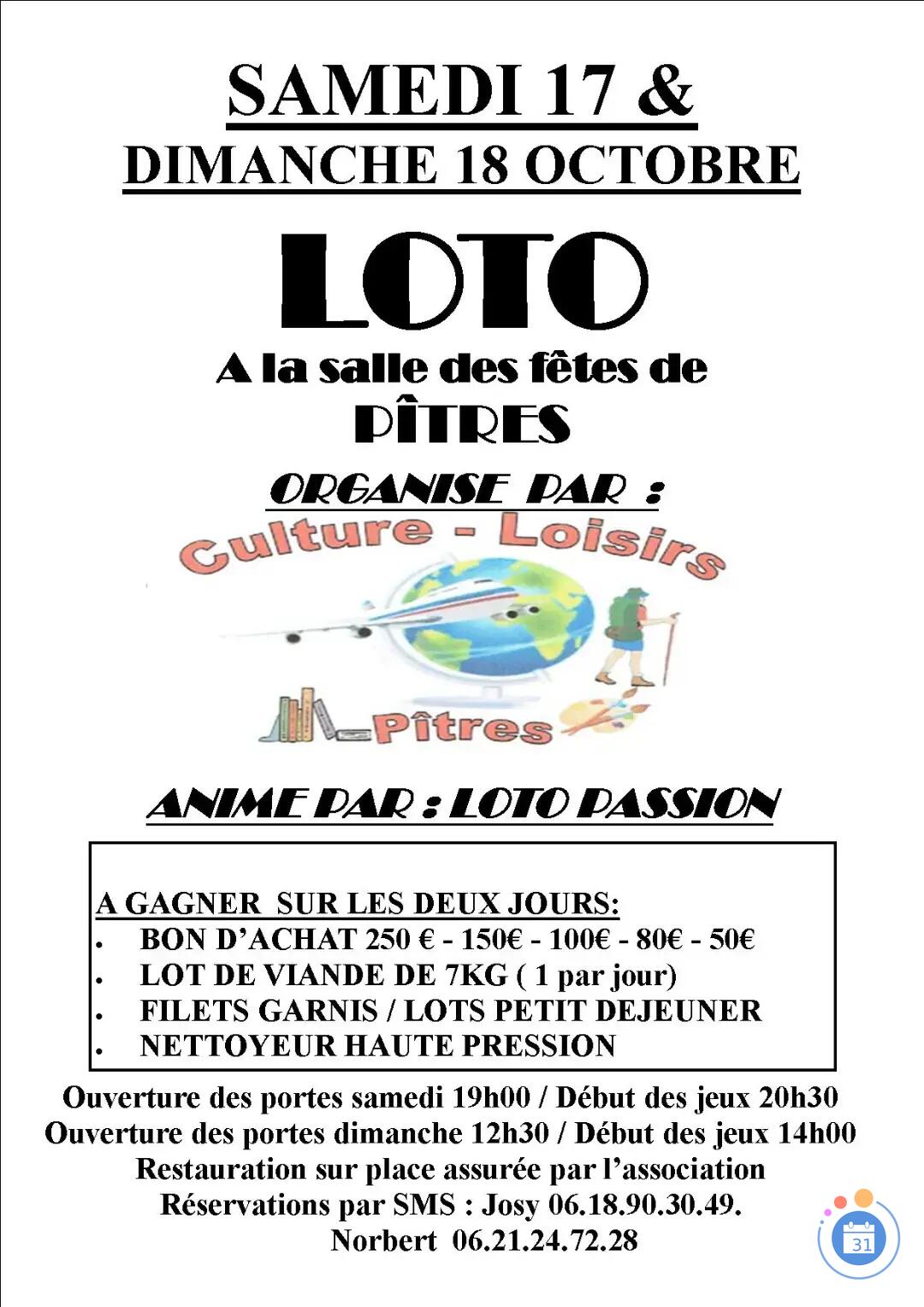 Image LOTO DE CULTURE ET LOISIRS DE PITRES (photo 1)