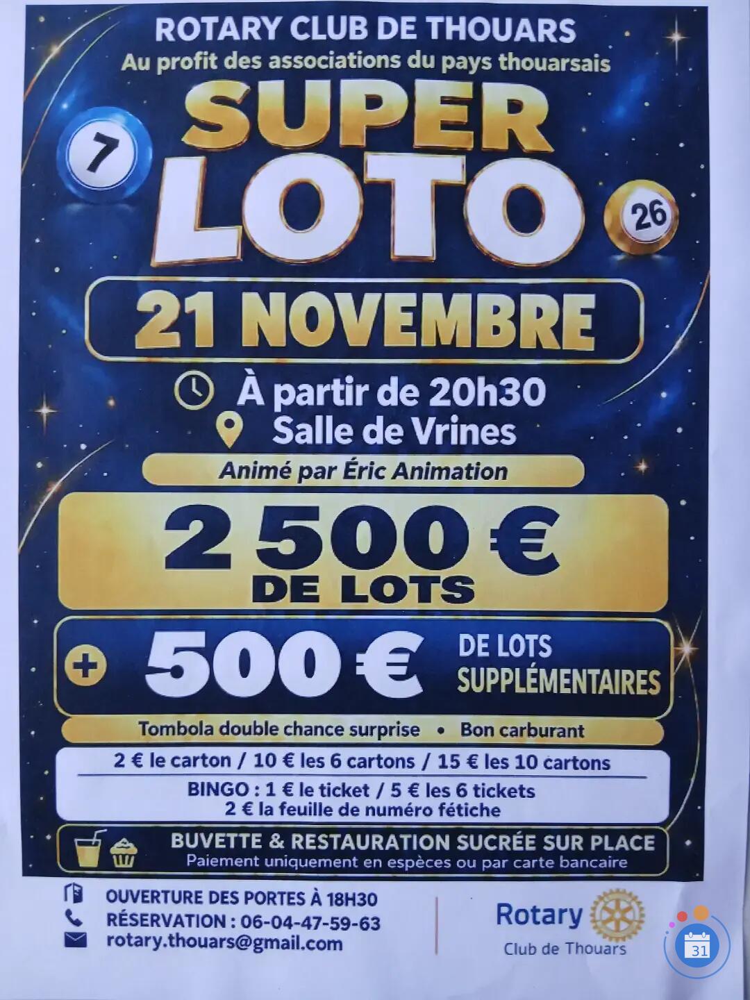 Image SUPER LOTO DU ROTARY CLUB DE THOUARS (photo 1)