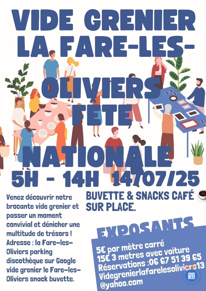 Image Vide grenier la fare les oliviers fériés lundi 14 juillet (photo 1)