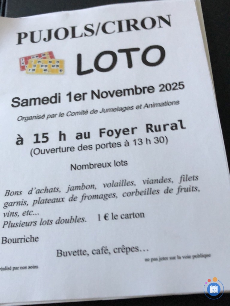 Image Loto du comité de jumelage et d animation Pujols sur ciron (photo 1)