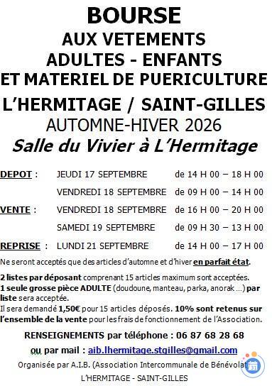 Image Bourse aux vêtements AUTOMNE-HIVER, Matériel de Puériculture (photo 1)