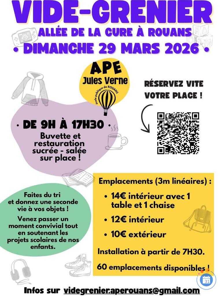 Image Vide Grenier APE Jules Verne ROUANS (photo 1)