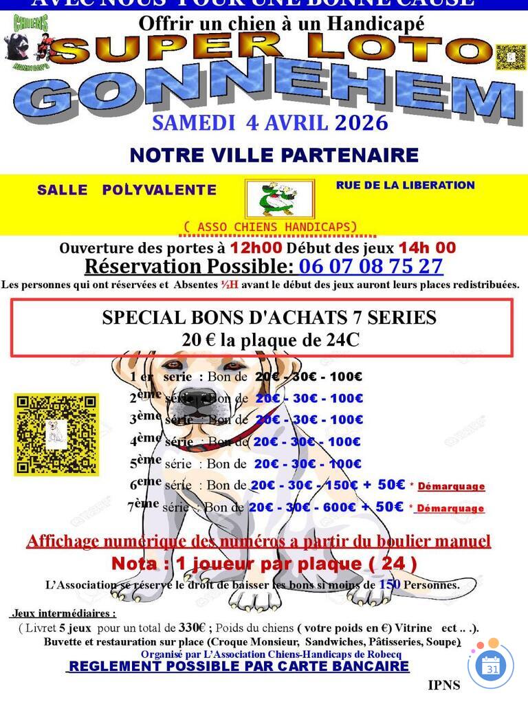 Image Loto asso chiens handicaps de robecq a gonnehem (photo 1)