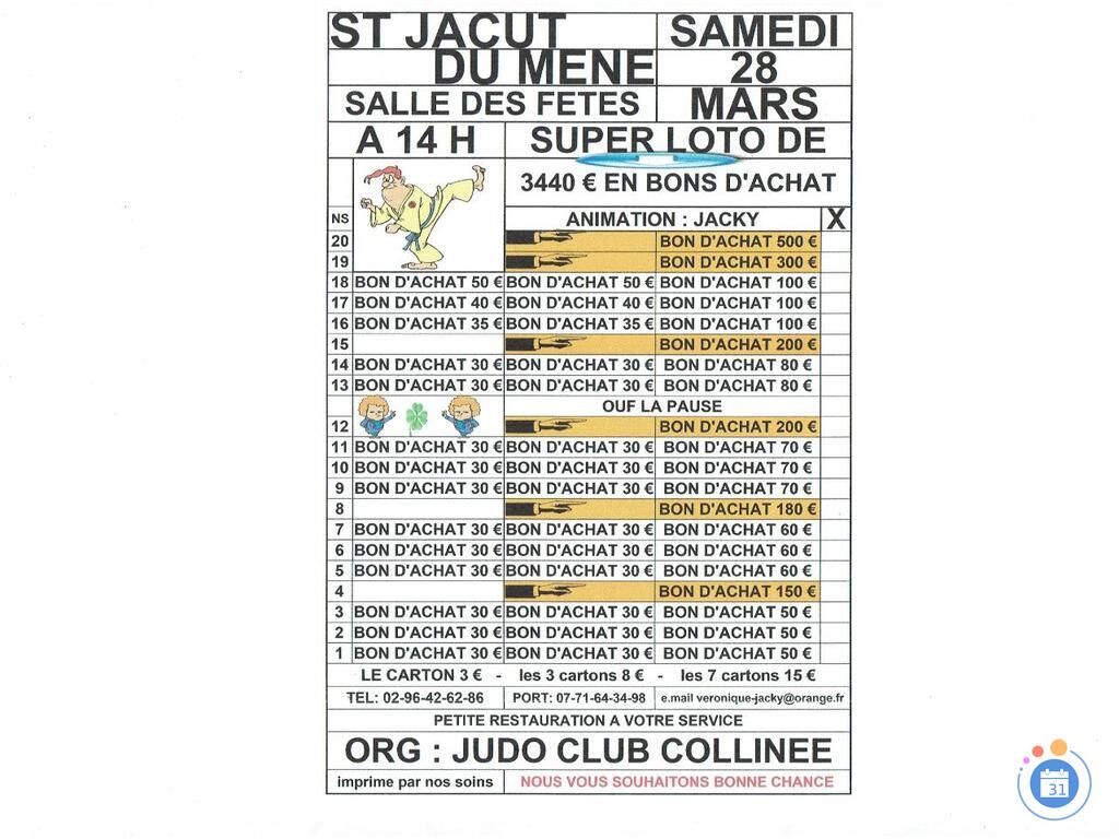 Image ST JACUT DU MENE LOTO judo club de collinee anime par jacky (photo 1)