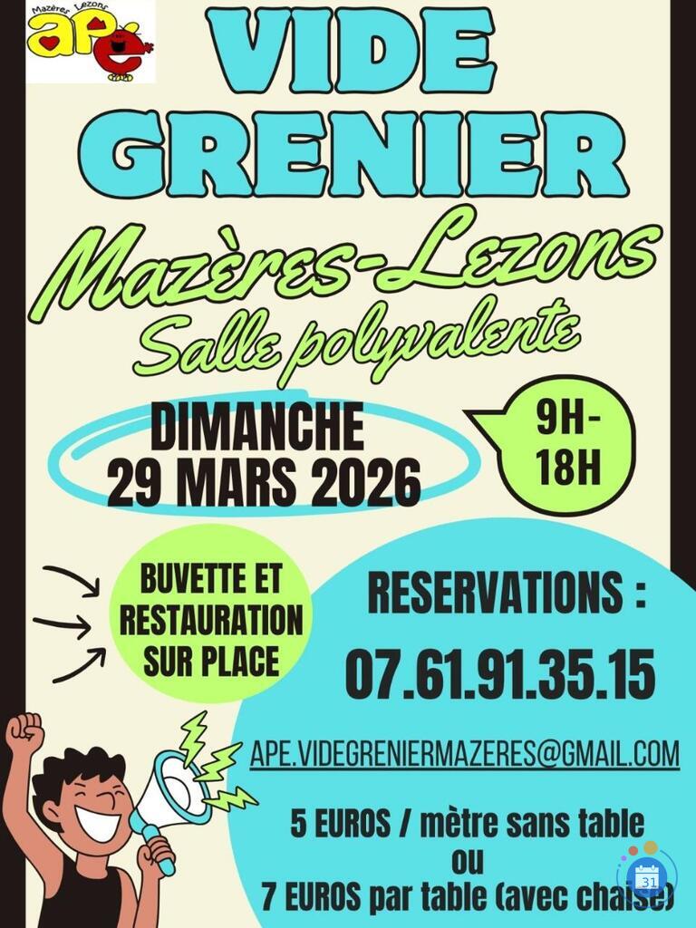 Image Vide grenier APE Mazeres-lezons (photo 1)