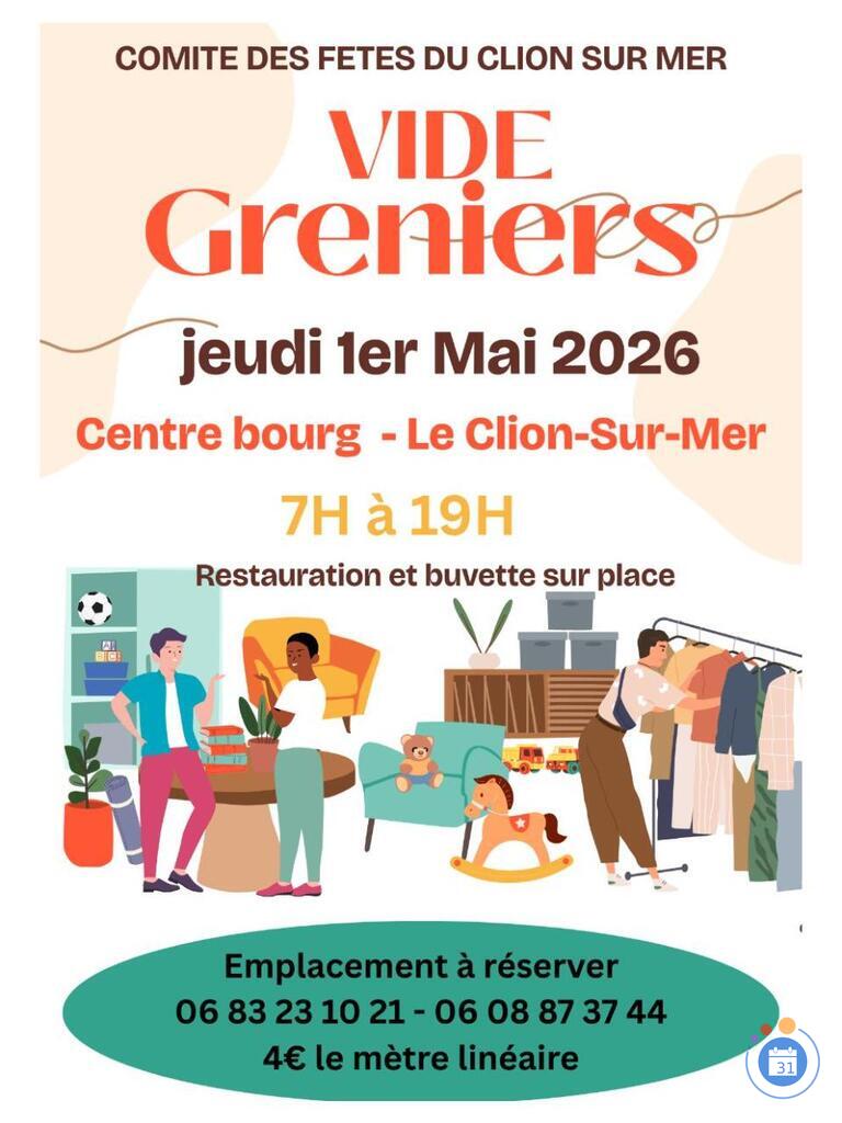 Image Vide-greniers comite des fetes du clion sur mer (photo 1)