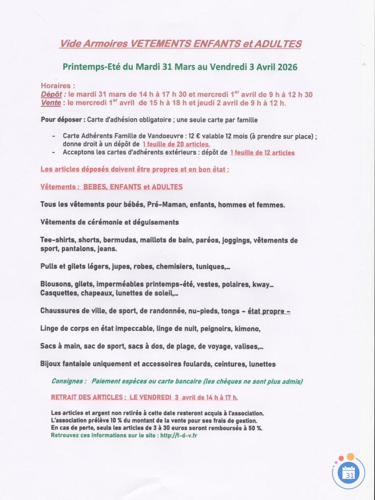 Image Bourse VETEMENTS Printemps été - Bébé, enfants, adultes (photo 1)