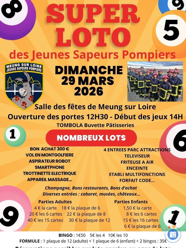Image Super loto des Jeunes Sapeurs Pompiers de Meung sur Loire (photo 1)
