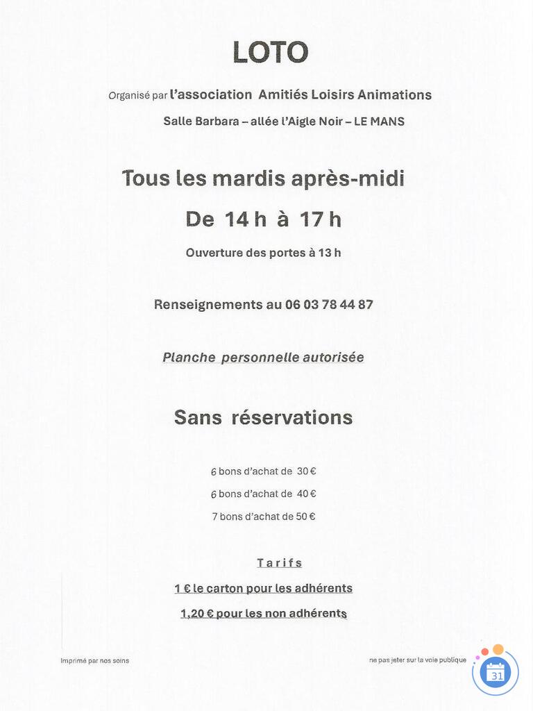 Image Loto amities loisirs animations (photo 1)