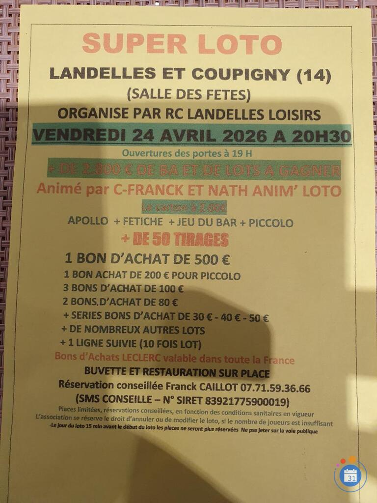 Image Super loto organise par rc landelles loisirs (photo 1)