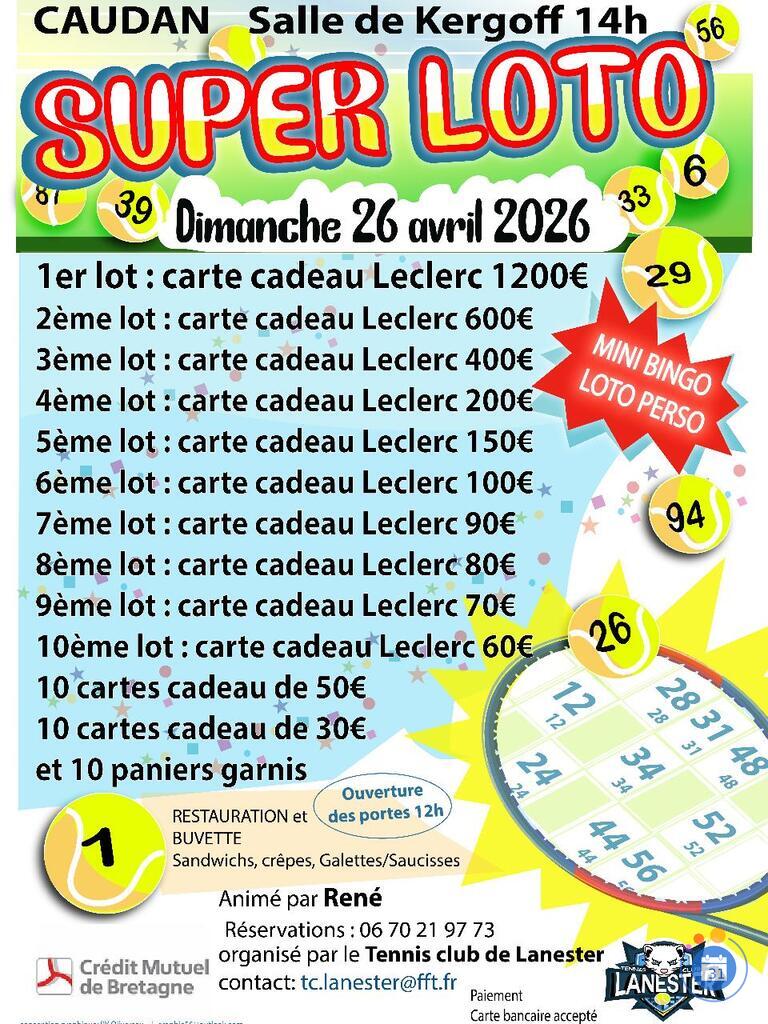 Image Grand loto du Tennis club Lanester, animé par René (photo 1)