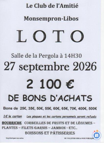 Image Loto du club de l'amitie (photo 1)