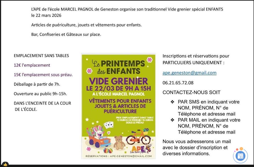 Image Vide grenier - printemps des enfants (photo 1)