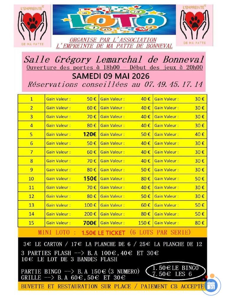 Image Super loto de l'empreinte de ma patte de bonneval (photo 1)