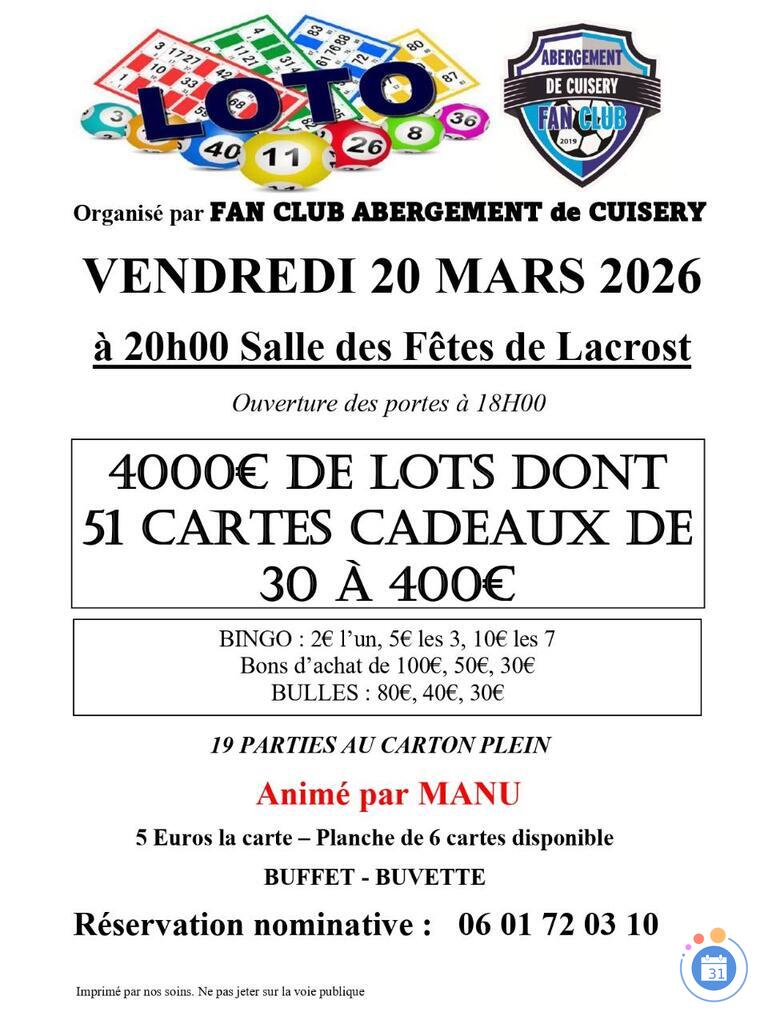 Image Super loto du Fan club Abergement de Cuisery (photo 1)