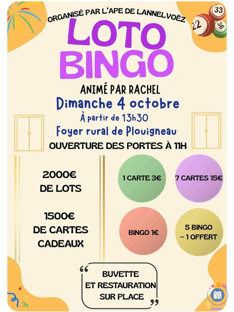 Image Loto Bingo APE De Lannelvoez animé par Rachel (photo 1)