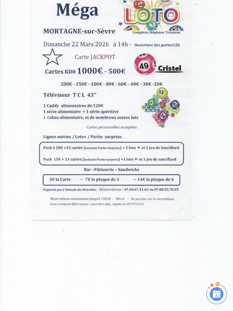 Image Méga loto : Amicale des retraités : Animation Cristel (photo 1)