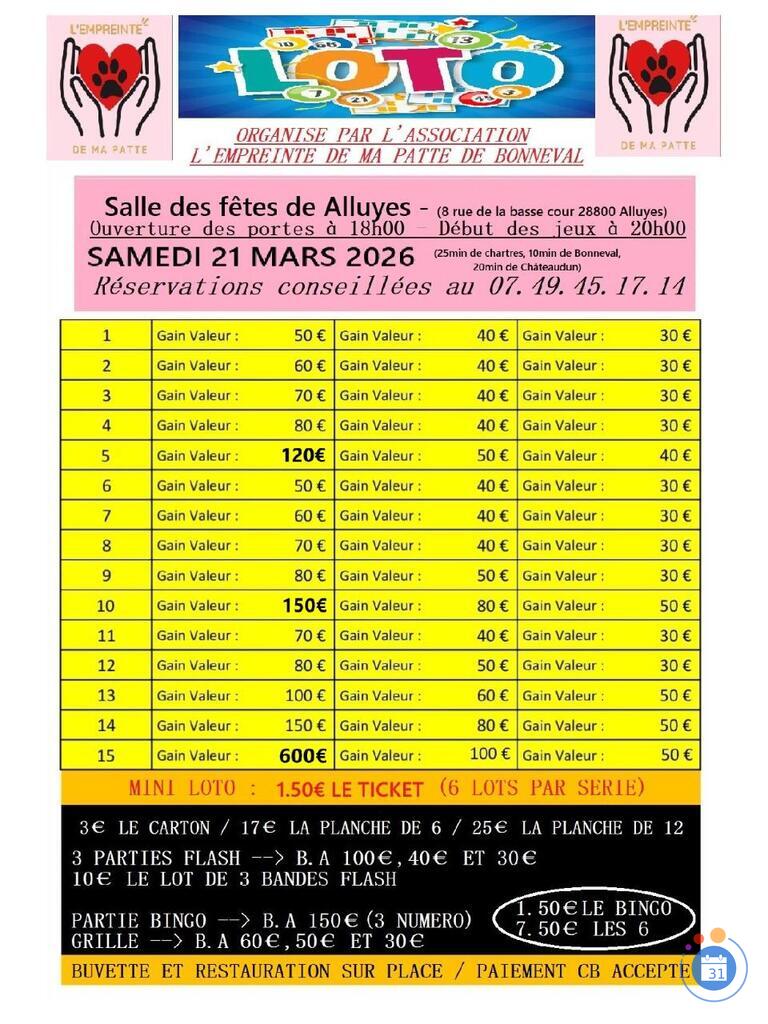 Image Super loto de l'empreinte de ma patte de bonneval (photo 1)