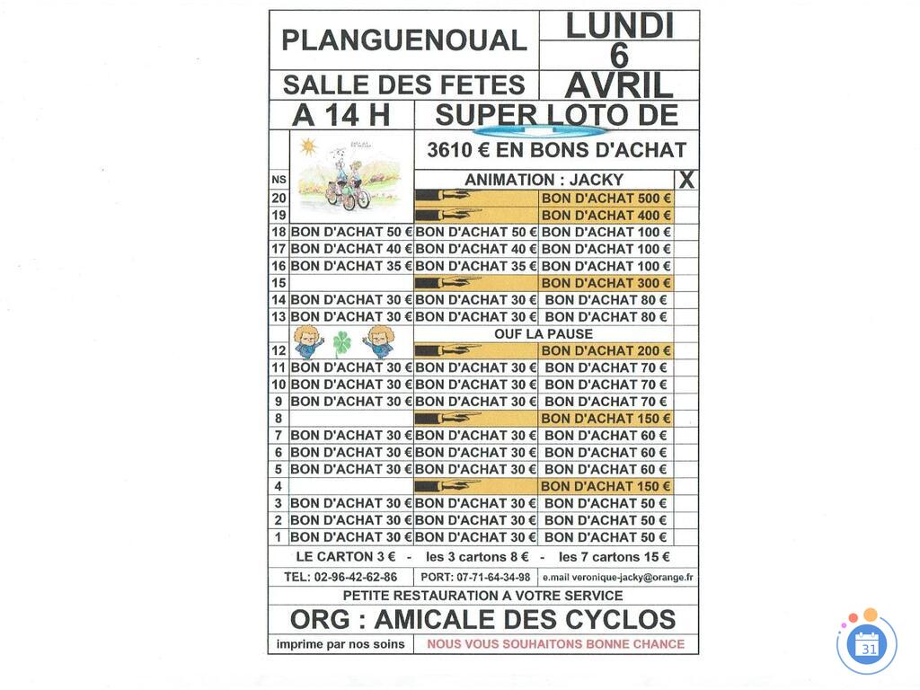 Image Planguenoual super loto amicale des cyclos animé par jacky (photo 1)