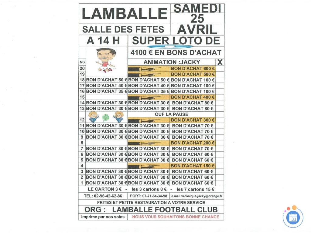 Image loto org : LFC LAMBALLE animé par JACKY (photo 1)